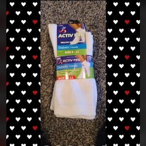 NWT 3 Pack Activ Pro Healthy Circulation Diabetic Friendly Size 9-11 ( White)